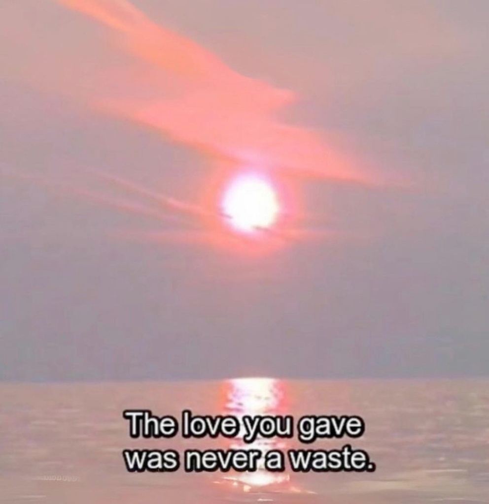 The love you gave was never a waste.